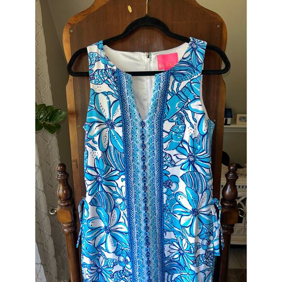 NWT Lilly Pulitzer Donna Maxi Romper Succulent Blue Popup Coronado Crab Size 2 - Picture 2 of 15